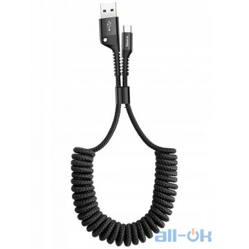 Кабель USB Type-C Baseus Fish Eye Spring USB to Type-C Black 1m (CATSR-01)