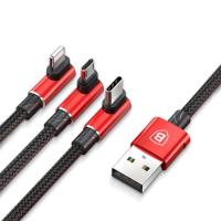 Кабель Micro USB/Lightning/USB Type-C Baseus MVP 3 in 1 Mobile Game Cable USB For MicroUSB+Lightning+Type-C 3.5A 1.2M Red (CAMLT-WZ09)