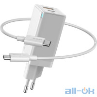 Мережевий зарядний пристрій Baseus GaN2 Q.Charger C+U 45W Type-C 60W White (CCGAN-Q02)