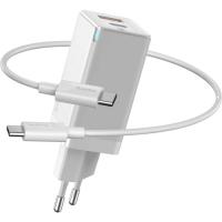 Мережевий зарядний пристрій Baseus GaN2 Q.Charger C+U 45W Type-C 60W White (CCGAN-Q02)