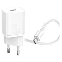 Мережевий зарядний пристрій Baseus Super Si Quick Charger White with Type-C - Lightning Cable (TZCCSUP-B02)