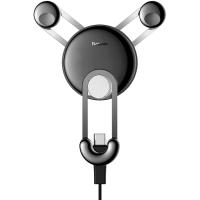 Автомобільний тримач для смартфона Baseus YY Vehicle-Mounted Phone Charging Holder with USB Cable(Type-C) Silver (SUTYY-0S)