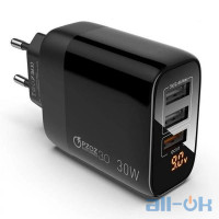 Мережевий зарядний пристрій PZOZ (PZ-W30QC12) Quik Charge 3.0 Black