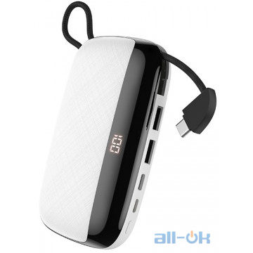 Зовнішній акумулятор (Power Bank) HOCO Nimble with LCD Built-In Type-C Cable S29 White