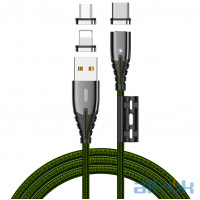 Кабель JOYROOM Combo Lightning+Micro USB+Type-C Magnetic Series 3in1 S-M408 Green