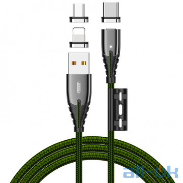 Кабель JOYROOM Combo Lightning+Micro USB+Type-C Magnetic Series 3in1 S-M408 Green