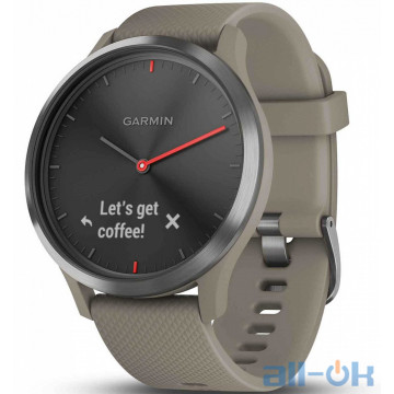 Смарт-годинник Garmin VIVOMOVE HR SPORT BLACK WITH SANDSTONE SILICONE BAND ONE SIZE (010-01850-03)