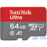 Карта пам'яті SanDisk 64GB Ultra microSDXC UHS-I Card A1 Class 10 (SDSQUA4-064G-GN6MN)