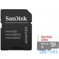 Карта пам'яті SanDisk 64 GB microSDXC UHS-I Ultra + SD Adapter SDSQUNR-064G-GN3MA