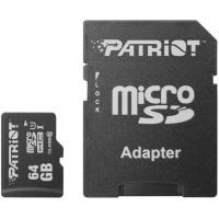 Карта памяти PATRIOT 64 GB microSDXC UHS-I + SD Adapter PSF64GMCSDXC10