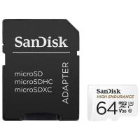 Карта памяти SanDisk 64 GB microSDXC High Endurance UHS-I U3 V30 + SD Adapter SDSQQNR-064G-GN6IA