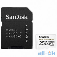 Карта пам'яті SanDisk 256 GB microSDXC High Endurance UHS-I U3 V30 + SD Adapter SDSQQNR-256G-GN6IA