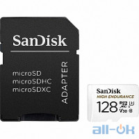 Карта пам'яті SanDisk 128 GB microSDXC High Endurance UHS-I U3 V30 + SD Adapter SDSQQNR-128G-GN6IA