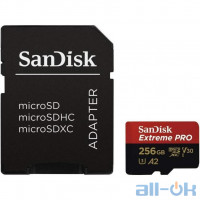 Карта пам'яті SanDisk 256 GB microSDXC UHS-I U3 Extreme Pro A2 + SD Adapter SDSQXCZ-256G-GN6MA
