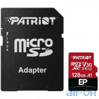 Карта пам'яті PATRIOT 128 GB microSDXC UHS-I U3 V30 A1 EP + SD Adapter PEF128GEP31MCX