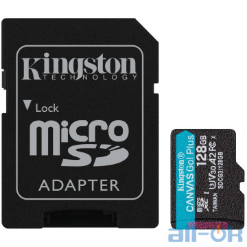 Карта пам'яті Kingston 128 GB microSDXC Class 10 UHS-I U3 Canvas Go! Plus + SD Adapter SDCG3/128GB