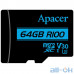 Карта пам'яті Apacer 256 GB microSDXC Class 10 UHS-I U3 + SD Adapter AP256GMCSX10U7-R — інтернет магазин All-Ok. фото 2