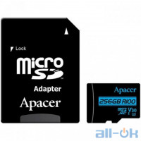Карта памяти Apacer 256 GB microSDXC Class 10 UHS-I U3 + SD Adapter AP256GMCSX10U7-R