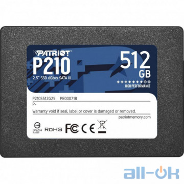 SSD накопитель PATRIOT P210 512 GB (P210S512G25)