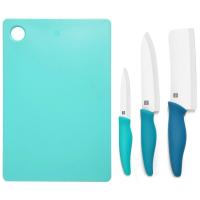 Набір ножів з 3 предметів + дошка для нарізання продуктів Xiaomi Hot Ceramic Knife + Chopping Board Set Blue HU0020