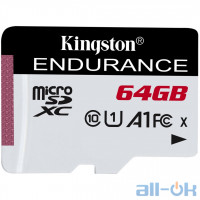 Карта пам'яті Kingston 64 GB MicroSDXC Class 10 UHS-I A1 Endurance SDCE/64GB