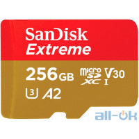 Карта пам'яті SanDisk 256 GB MicroSDXC UHS-I U3 Extreme A2 V30 SDSQXA1-256G-GN6GN