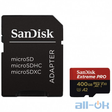 Карта пам'яті SanDisk 400 GB MicroSDXC UHS-I U3 Extreme Pro A2 + SD Adapter SDSQXCZ-400G-GN6MA