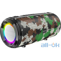 Акустика BOROFONE Young sports with colorful LED IPX5 BR13 |BT, AUX, FM, TF, USB| camouflage-green