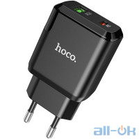 Мережевий зарядний пристрій 1USB + Type-C Hoco N5 PD20W+QC3.0 Black