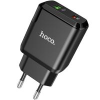 Мережевий зарядний пристрій 1USB + Type-C Hoco N5 PD20W+QC3.0 Black