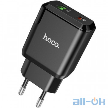 Мережевий зарядний пристрій 1USB + Type-C Hoco N5 PD20W+QC3.0 Black