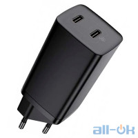 Мережевий зарядний пристрій 2Type-C Baseus GaN Lite 65W (CCGAN2L-E01) Black