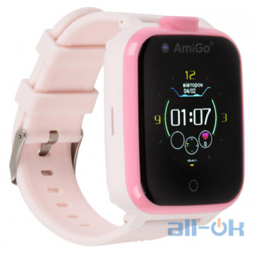 Дитячий розумний годинник AmiGo GO006 GPS 4G WIFI VIDEOCALL Pink UA UCRF