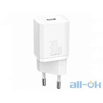 Мережевий зарядний пристрій 1Type-C Baseus Super Si 30W White (CCSUP-J02)