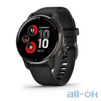 Смарт-годинник Garmin Venu 2 Plus Slate Stainless Steel Bezel with Black Case and Silicone Band (010-02496-11)