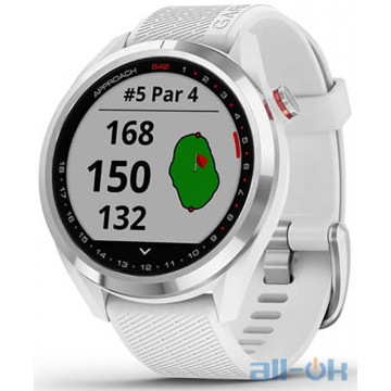Смарт-годинник Garmin Approach S42 Polished Silver with White Band (010-02572-01)