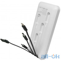 Зовнішній акумулятор Power Bank Temco PAL09-B 5V/2A 10000mah 4 in 1 white 