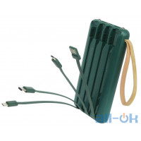 Зовнішній акумулятор Power Bank Rainbow Walker Solar 20000 (10000mAh) R.W-9015 Green із сонячною батареєю