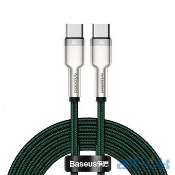 Кабель USB Type-C Baseus Cafule Metal Data Cable Type-C to Type-C 100W 1m Green (CATJK-C06) 