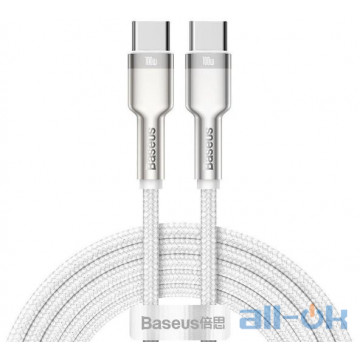 Кабель USB Type-C Baseus Cafule Metal Type-C to Type-C 1m White (CATJK-C02)