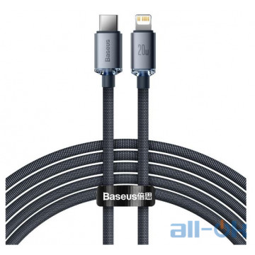 Кабель Lightning Baseus USB Type-C to Lightning Crystal Shine Series 20W 2m Black (CAJY000301)