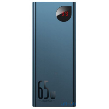 Зовнішній акумулятор (Power Bank) Baseus Adaman Metal Digital Display Quick Charge Power Bank 65W 20000mAh Blue (PPIMDA-D03) 
