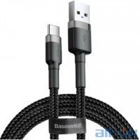Кабель USB Type-C Baseus cafule Cable USB For Type-C 3A 0.5M Gray+Black (CATKLF-AG1)