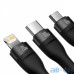 Кабель Lightning / USB Type-C / Micro USB Baseus Flash Series II 3 in 1 USB Type-C to Type-C/Lightning/Micro USB 100W 1.5m Black (CASS030201) — інтернет магазин All-Ok. фото 1