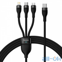 Кабель Lightning / USB Type-C / Micro USB Baseus Flash Series II 3 in 1 USB Type-C to Type-C/Lightning/Micro USB 100W 1.5m Black (CASS030201)