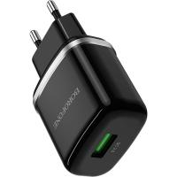 Мережевий зарядний пристрій BOROFONE BA36A High Speed 1xUSB-A, QC3.0, 18W Black (BA36AB)