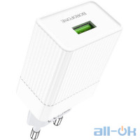 Мережевий зарядний пристрій BOROFONE BA47A Mighty 1xUSB-A, QC3.0, 18W White (BA47AW)