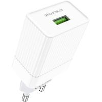 Мережевий зарядний пристрій BOROFONE BA47A Mighty 1xUSB-A, QC3.0, 18W White (BA47AW)