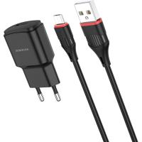 Мережевий зарядний пристрій BOROFONE BA48A Orion 1xUSB-A Black w/Micro-USB cable (BA48AMB)