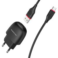 Мережевий зарядний пристрій Borofone BA49A Vast Black w/microUSB cable (BA49AMB)